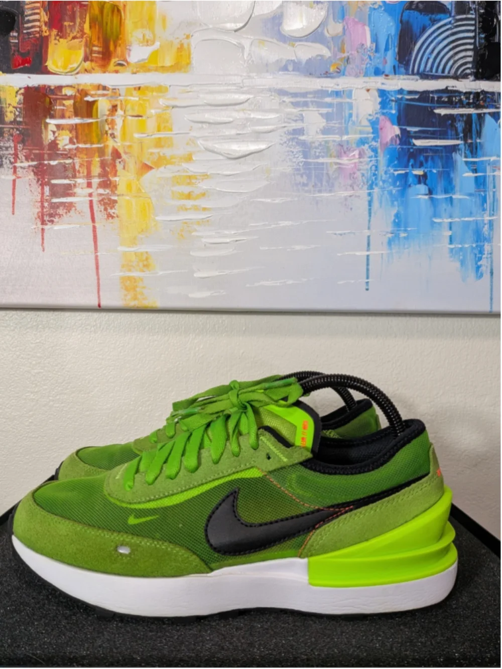 Nike Waffle One Shoes Boys Size 7Y Volt Green Running Sneakers DC0481-300